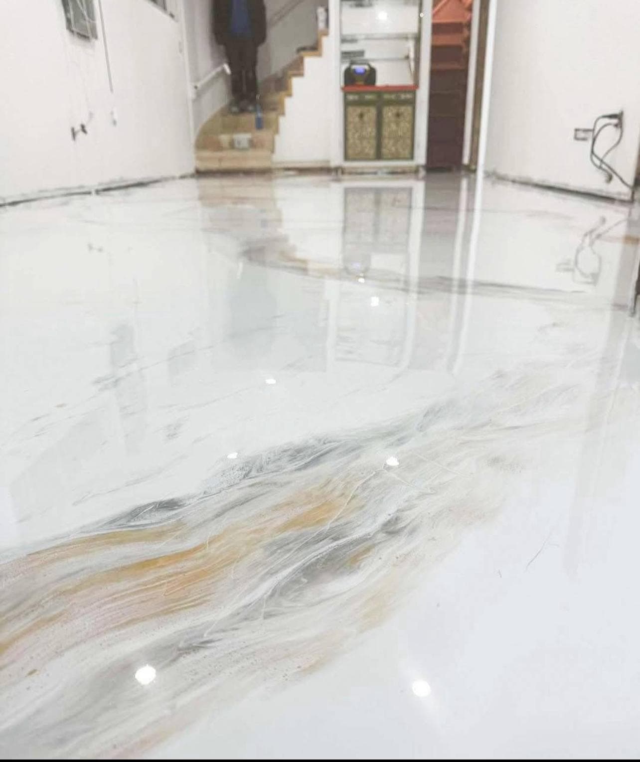 Manchester, UK - White Marble Modern Basement